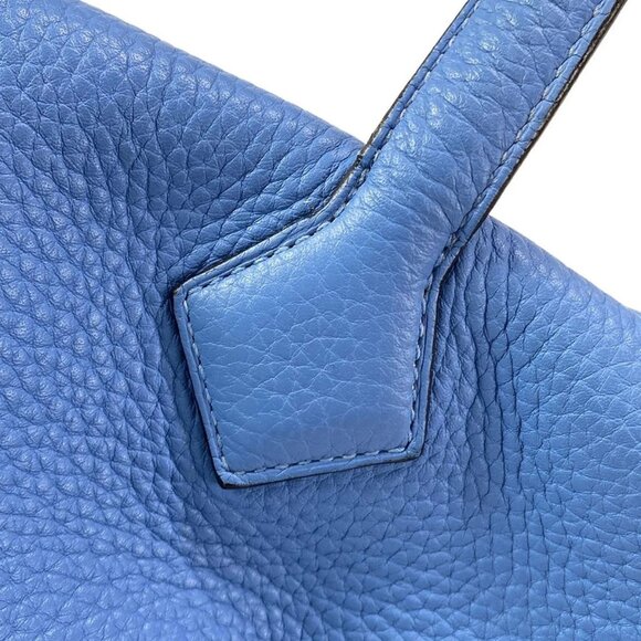 Auth HERMES Victoria 35 Blue Paradise Taurillon Clemence R Handbag - Picture 10 of 16